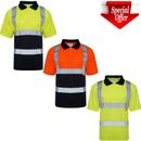 Hi Viz Vis Polo T-Shirt Top High Visibility Safety Security Work Wear Tee Shirts