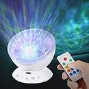 Yagviz Remote Control Night Light Ocean Wave Projector 7 Colorful Ceiling Mood Lamp with Bulit-in Speaker Music Player for Baby Adults Bedroom Living Room