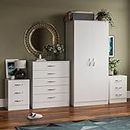 Vida Designs Riano 4 Piece Bedroom Sets, 2 x 3 Drawer Bedside Cabinets, 5 Drawer Chest of Drawer & 2 Door Wardrobe (White)