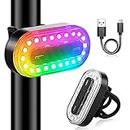 Teguangmei Bike Tail Light, Super Bright Cyclist Safety LED Warning Bike Flashlight, 7 Colors 14 Modes RGB Skateboard Light, Bicycle Rear Light Rechargeable & Waterproof, for Scooter Light Accessories