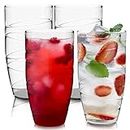 HEFTMAN Set di 4 bicchieri in plastica - Bicchieri in acrilico da 550 ml con design a spirale - Bicchieri in plastica riutilizzabili per giardino, picnic, campeggio, barbecue, feste (Trasparente)