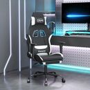 VidaXL Gaming Chair w/ Footrest Fabric in White/Black | 51.2 H x 26 W x 22.8 D in | Wayfair 3143730