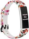 Zitel Band Compatible with Fitbit Alta and Alta HR Straps for Women Men Colorful Printing Silicone Wristbands - Standard Size for 5.5"- 7.8" Wrists - (Ink flower)