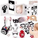 hahaland 30 in 1 Black and White Baby Toys 0 3 6 Months, High Contrast Baby Newborn Toys 0-6 Months, Tummy Time Mirror Toys Set, Baby Sensory Toys for Babies for 0M+