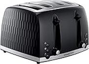 Russell Hobbs Honeycomb 4 Slice Toaster (Independent & Extra wide slots with high lift, 6 Browning levels, Frozen/Cancel/Reheat function, Removable crumb tray, 1500W, Black textured high gloss) 26071