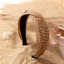 Straw Knotted Headbands, Wide Straw Twist Knot Headband Handmade Boho Woven Hoop For Women Beach Holiday Costume Styling