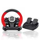 Ant E Sports Gw170 Competition Racing Steering Wheel With Universal Usb Port And With Pedal, Suitable For Pc, Ps3, Ps4, Xbox One, Xbox Series S&X, Nintendo Switch And Android Tv Red Black