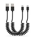 Coiled USB A to USB C Charging Cable[2 Pack,3.3ft] 5A 60W,for Car Fast Charger Type C Cord,for Samsung Galaxy A72 A71 A70 A52 A51 S24 S23 S22 S21 S20 S10 S8 Plus Note 10 9 8, Google Pixel 8 7A 7, etc.