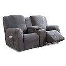 YUEANG Loveseat Recliner Cover with Center Console, Stretch Sofa Covers Slipcovers Furniture Protector Couch Cover, Thick, Soft Washable ReclinerSofa Loveseat