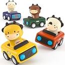 MOONTOY Auto Spielzeug ab 1 Jahr Jungen und Mädchen,4 Stück Spielzeugauto Baby-Tier-Rennwagen,Press-and-Go Spielfahrzeug Set für Kleinkinder 10 12 18 Monate,Geschenk für Kinder ab 1 2 3 Jahr