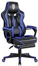 Vonesse Gaming Chair with Footrest Reclining Computer Chair with Massage Big and Tall Gamer Chair High Back Gaming Chair Ergonomic Computer Gaming Chair for Heavy People Adults 300LBS PU Leather Blue