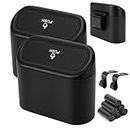 Ginsco Mini Car Trash Can with Lid, 2 Pack Car Garbage Can, Car Accessories for Interior, Leakproof Auto Dustbin Organizer Container for Car, Home, Office with 2 ABS Hooks and 90pcs Trash Bags Black