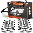 OXG 12 Pack Safety Goggles, ANSI Z87.1+ Impact Resistant Anti-Scartch Safety Glasses for Men Women Youth (Clear Lens, Black Frame) Standard