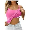 subscriptions on My Account peime Plus Size Cami with Built in Bra, Cami Bras for Women 2024 Summer Casual, Womens Tank Tops with Built in Bra, Shelf Bra Tank Tops for Women, Hot Pink, XL