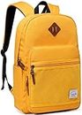 VASCHY Backpack Mens and Womens, Lightweight School Bag for Boys and Girls Water Resistant Rucksack Casual Daypack for Students with Secured Rear Pocket for Work,College,Travel,Sports(Yellow)