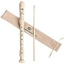 CONJURER Soprano Recorder Instrument for Kids Student - German Fingering 8 Hole Flute ABS Descant Recorders for Beginners with Cleaning Rod and Bag, Beige