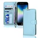 TECHGEAR iPhone SE 2022 5G /2020, iPhone 8/7/6 Leather Wallet Case, Flip Case Cover, Card Holder, Stand, Wrist Strap,Soft Blue PU Leather, Magnetic Closure for iPhone SE 3 / SE 2 /iPhone 8 7 6 6s 4.7"