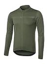 ARSUXEO Men's Cycling Jersey Long Sleeve Slim Fit Bike Jersey Biking Bicycle Cycling Shirt, Army Green, Large