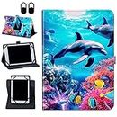 Universal Case for 8-9 Inch Tablet eReader,360 Degree Rotating Case Protective Cover with Kickstand and with Magnetic Closure,for 7.9",8.0", 8.4"/Galaxy Tab 8.0" /Fire HD 8...,Deep Sea Corals Dolphin