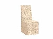 SureFit Scroll Long Dining Chair Slipcover (Champagne) - Full Length Relaxed Fit High Back Chair Cover/Perfect for Adding Accents to Your Dining Room