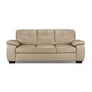 Classic Woods 3 Seater Leatherette Sofa for Living Room (Beige)