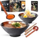 Set 2 Ciotole Ramen Giapponese | 1000 ml con Cucchiai Bacchette | Spaghetti Pho in Ceramica