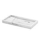 Luxspire Bathroom Vanity Tray, 8 x 4 inch Resin Soap Dispenser Tray Kitchen Sink Tray, Small Marble Tray for Bathroom Countertop Organizer, Soap Dish Sponge Holder, Mini, White Marble