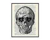 Poster Master Dictionary Art Poster - Retro Sugar Skull Print - Tattoo Art - Day of the Dead Art - Gift for Men, Women - Cool Gothic Decor for Bedroom, Living Room - 8x10 UNFRAMED Wall Art