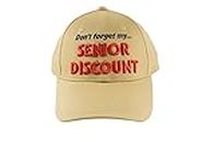 Funny Retirement Birthday Thanksgiving Gifts Baseball Cap, Don't Forget My Senior Discount Hat for Dad Grandpa Elders Father's Grandparents Beige