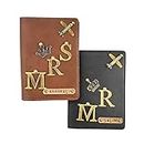 The Bling Stores Unisex Personalized Custom Couple Passport Cover Genuine Pu Leather Passport Cover Combo/Couple Combo Set Of Passport Cover/Name Crafted/Unique Design Passport Cover, Assorted