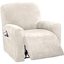 BellaHills Velvet Sofa Slipcover High Spandex Sofa Cover/Lounge Covers/Couch Covers for Recliner Ivory Sofa Protector for Dogs High Stretch Furniture Protector Cover for Recliner(Recliner, Ivory)