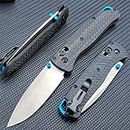 Axis Lock Knife, EDC Folding Pocket Knives For Men,Satin Plain Edge 440C Blade Everyday Carry Thumb Studs Manual Open, Carbon Fiber Handle With Deep Carry Pocket Clip