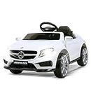 Licensed Mercedes Benz Electric Car for Kids by TOBBI,Toddler Electric Vehicle,Children Ride On Toy with Parental Remote Control/Double Doors/5 Point Safety Belt/LED Lights for Ages 3+ White
