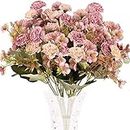SLFYEE 4PCS Fleurs Artificielles Rose en Soie Bouquet Fleur Artificielle avec 11 Têtes Fleur pour Vase Maison Table Balcon Mariage Cadeaux de Mère