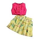 Hopscotch Girls Polyester Top & Floral Print Skirt Set in Pink Color For Ages 9-10 Years (HSP-3681764)