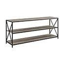 WE Furniture 60" Grey Wash Modern Bookshelf TV Stand Console for Flat Screen TV's Up to 65" Entertainment Center