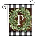 Wreath Monogram P Garden Flag