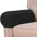 YXZN Stretch Armrest Covers for Sofa Couch Arm Covers for Sofa Spandex Jacquard Armrest Slipcovers Anti-Slip Furniture Protector (Black)