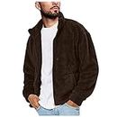 LCMTWX Winter Coats for Men Jackets Coat Leisure Plus Size Hat Zip Pocket Cotton-padded Warm Soft Hooded Jacket Coat, Brown-h, Medium