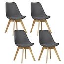 WOLTU® 4er Set Esszimmerstühle Küchenstuhl Design Stuhl Esszimmerstuhl Kunstleder Holz Grau BH29gr-4