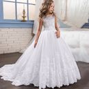 Girls Dress Costume White Bridesmaid Clothes Long Princess Party 14 10 12 Years