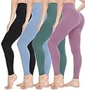 CTHH 4 Pack Leggings for Women-High Waisted Non See-Through Yoga Pants Tummy Control Workout Gym Tights