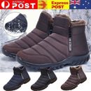 Men Waterproof Warm Fur Lined Snow Boots Winter Ankle Boots Non-slip Flat Shoes