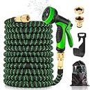 Expandable Garden Hose Pipe, ARVINKEY 25FT/7.5M Anti-Kink & Durable 3-Layer Latex Hose Pipe Flexible 3 Times Expanding Water Hose with 10 Functions Spray Nozzle, 3/4"&1/2" Solid Brass Connectors
