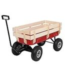 REFBNDLG Garden Cart with Wood Railing,Rotatable Handle,Heavy-Duty Utility Wagon Cart,Outdoor Cargo Wagon,for Farm Garden Orchard Camping-B