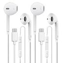 USB C Headphones 2 Pack, USB Type C Earbuds HiFi Stereo USB C Wired Earphones with Microphone Volume Control Compatible with Samsung Galaxy S23 S22 S21 Google Pixel 6 5 4XL/iPad Pro