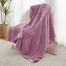 BSB HOME Pencil Pattern Flannel Fleece Sherpa Blanket – 220 x 230 cm, Soft, Plush, Fluffy Season/AC and Mild Winter Reversible Blanket - Double Bed (Color- Pink, Weight - 2.2 kg)