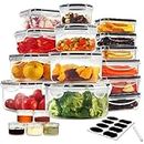 OSTBA APPLIANCE 38 Recipientes de Plástico Alimentos Herméticos con Tapa, para la Cocina y la Despensa Recipientes, Sin BPA, 100% a Prueba de Fugas, Reutilizables y Lavables en el Lavavajillas