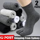 2Pairs Soft Sport Running Five Finger Toe Socks Elastic Short Solid Socks Men AU