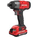 CRAFTSMAN 20V MAX Impact Driver Kit, 1/4 Inch, 2,800 RPM, LED Work light, Battery and Charger Included (CMCF800C1)